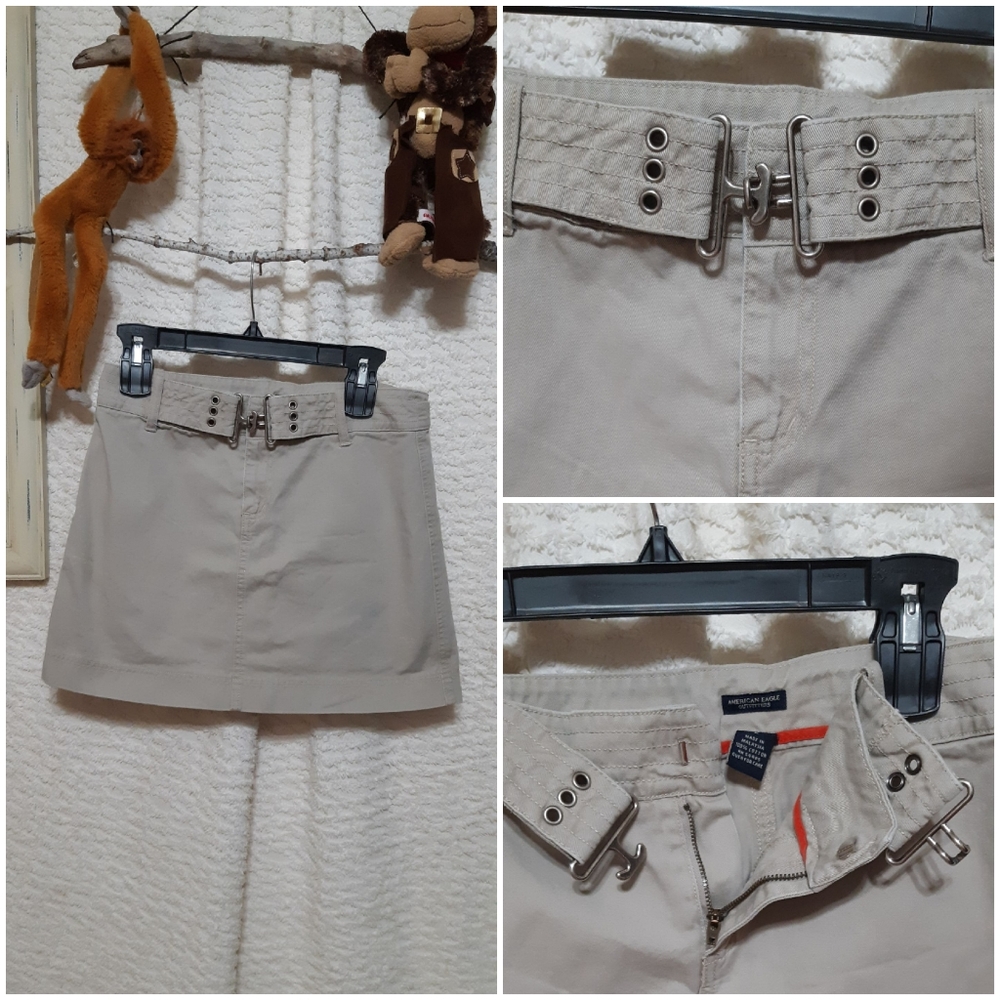 Womens Skirt Short AE tan neutral color sz 2 Cotton B5 - Picture 2 of 3